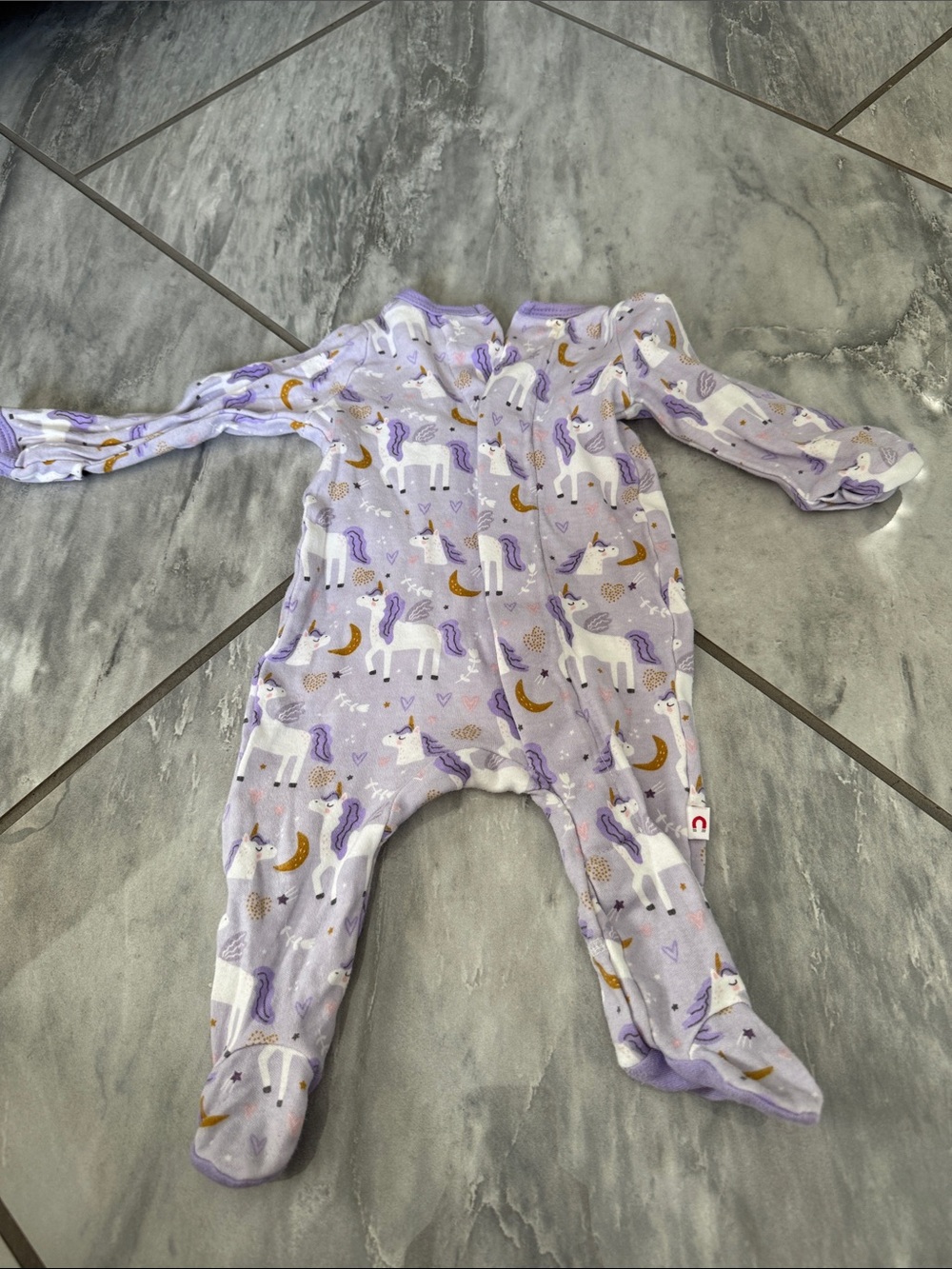 Magnetic Me Lavender Unicorn Print Footed One-Piece